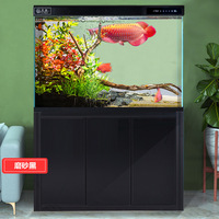 Aquarium en verre super blanc avec filtre de fond sans eau et design paysager pour poissons rouges, idéal pour la présentation au sol dans le salon