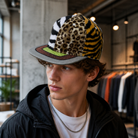 Casquette Snapback Vintage à 6 Panneaux Personnalisée Highfly, Imprimé Animal (Léopard, Tigre, Zèbre), Visière Plate, 100% Polyester, Unisexe, OEM ODM pour Marque