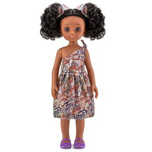 Vente en gros de poupées pour enfants personnalisées à la mode, 34 cm, en silicone, poupées noires en vinyle, bébés filles afro-américaines avec des cheveux bouclés - Product Image 2