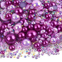 OLeeya Vente en Gros Perles à Dos Plat Demi-Rondes de Tailles Mixtes (2mm-14mm), Strass Plastiques pour Application et Décoration