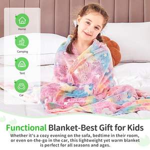 Couverture <span class=keywords><strong>licorne</strong></span> phosphorescente Couverture mignonne pour enfants Couverture polaire en flanelle douce et moelleuse pour canapé canapé-lit - Product Image 3