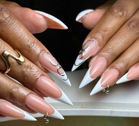 Faux ongles longs à talon aiguille, rose nude, couvrance totale, en gel souple acrylique, 10 pièces