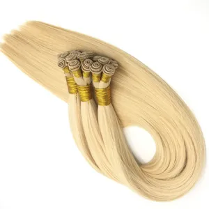 Groothandel Russische Maagd Dubbel Getekend Haar Weave Zeer Dun Hand Gebonden Hair Extensions Onzichtbaar Geniaal Inslag Haar