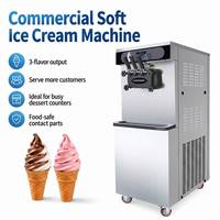 Machine à glace molle commerciale 3 saveurs, haute capacité 40L/H, avec pré-refroidissement et maintien au frais