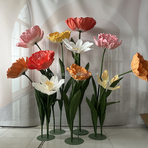 NIKA Wholesale Shop Display Cérémonie de mariage Décoratif Géant Ivoire EVA Rose Fleur avec support en métal - Product Image 6