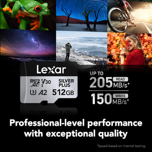 Tarjeta de Memoria <span class=keywords><strong>Lexar</strong></span> Professional SILVER PLUS para MicroSDXC UHS-I de 64 GB, 128 GB, A2, V30, U3, 4K, 256 GB, hasta 205 MB/s, Tarjeta Flash TF - Product Image 4