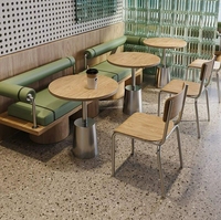 Canapé d'angle semi-circulaire moderne, mobilier commercial pour restaurant, banc rembourré en acier inoxydable et bois pour bar, hôtel, café