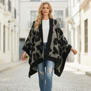 Stylish Color Block Fringe <b>Poncho</b> <b>Wrap</b> for Women Open Front Striped Shawl Casual Layering Cape - Product Image 6