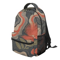 Sac à dos de voyage imprimé volcan hawaïen en polyester, sac à dos entièrement imprimé avec bretelles réglables pour les voyages et l'école