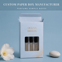 Boîte d'emballage de parfum pliable en papier couché avec fenêtre de présentation, logo en feuille d'or gaufrée, insert en velours et séparateur de taille pour plateau