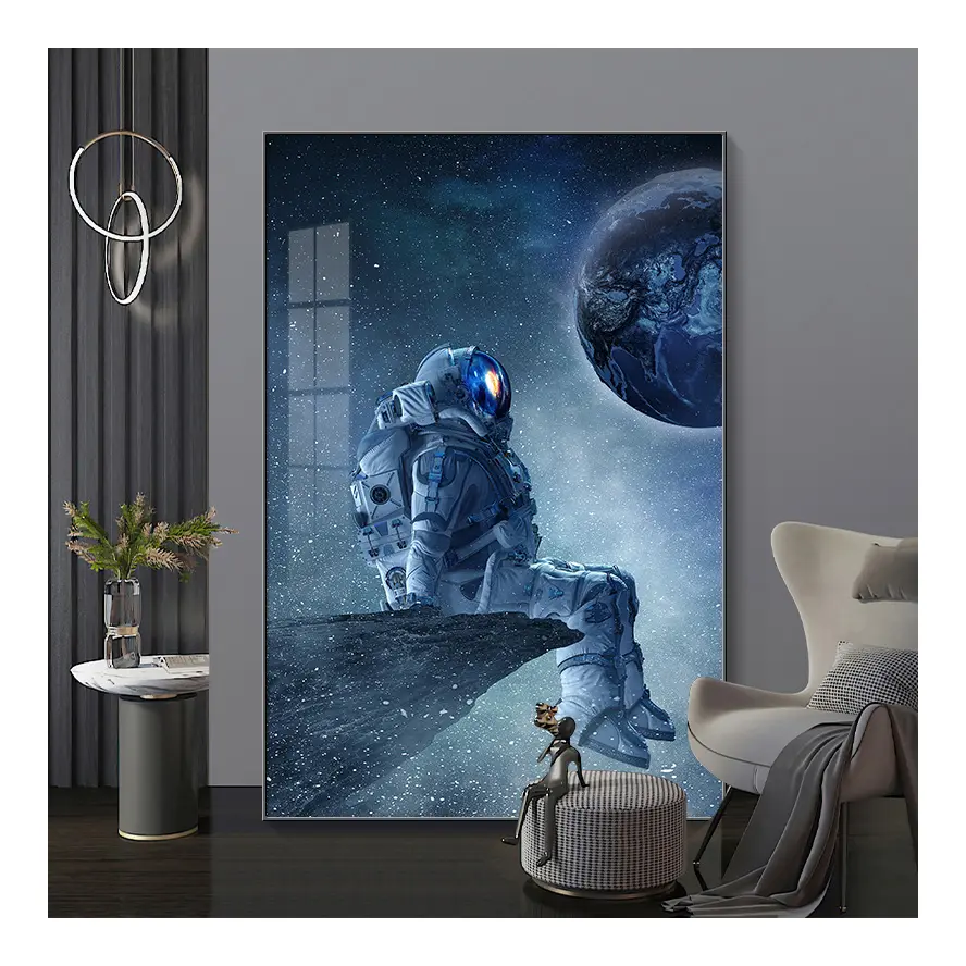 宇宙飛行士宇宙リビングルームアートペインティングモダンラグジュアリーソファバックグラウンドアート大吊り装飾壁画