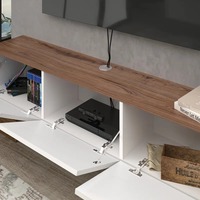 Meuble TV mural flottant en bois blanc moderne en gros, console multimédia jusqu'à 80 pouces pour salon