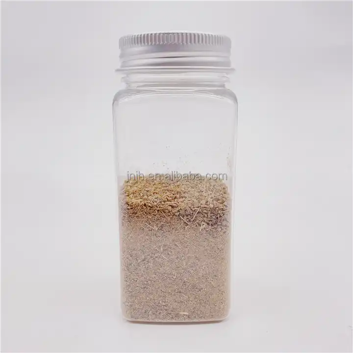 4 oz Spice Jar Square Glass with Shaker Fitment and Black Lid