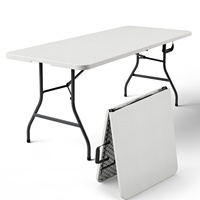 Tables pliantes rectangulaires de réception et de restauration en HDPE blanc premium, robustes, 180 cm