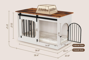 39.4 pouces moderne ferme chien chenil caisse meubles décoratif blanc en bois maison pour animaux de compagnie avec coussin intérieur fin Table <span class=keywords><strong>Cage</strong></span> - Product Image 6