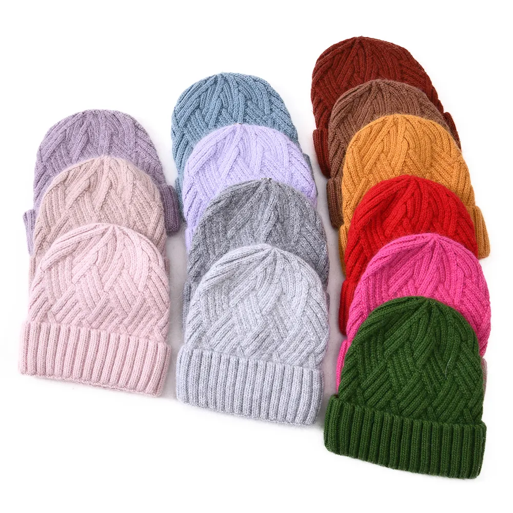 Unisex kış sıcak yumuşak peluş kaşmir karışımı Wholesale_beanies Gorros kablo örgü bere kadınlar için