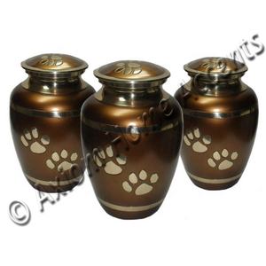 Solid Brass Pet Cremation Urn Charcoal Grey With Silver Paws <b>Engraved</b> for Pet Ashes by Axiom Home Accents - Product Image 4