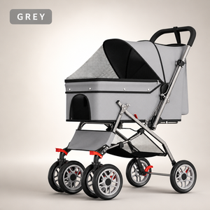 Black Foldable Pet Stroller <b>4</b> <b>Wheel</b> Aluminum Alloy Dog Cat Carrier for Small Animals - Product Image 2
