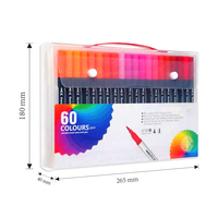 60 pièces de marqueurs d'art à double tête, stylos de couleur à deux pointes, ensemble de stylos à double pinceau