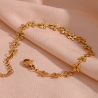 Collier ras du cou Dreamshow en acier inoxydable plaqué or 18 carats avec chaîne florale en émail délicat, accessoires de bijouterie