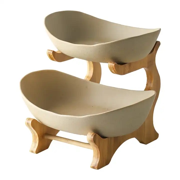 Salad Rack Organizer Home Kitchen Bamboo Wooden Storage Organizer Racks Holder Display for ...