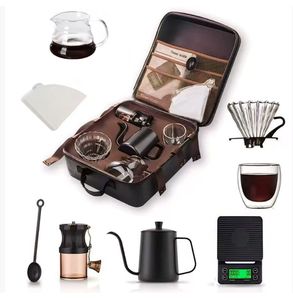 Bộ dụng cụ pha cà phê du lịch Westgreen cao cấp bán chạy nhất gồm 8 món với ấm rót, bình thủy tinh, máy xay cà phê bằng tay, dụng cụ pha cà phê nhỏ giọt - Product Image 1