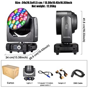 Projecteur de scène à tête mobile LED Wash Zoom Bee Eye 19x15W, projecteur de scène à tête mobile Wash 19x15W Bee Eye RGBW 4-en-1 pour DJ et concerts - Product Image 4