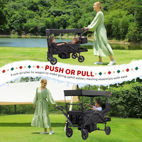 Wagon pliant Chariot utilitaire pliant Landau pour poussette tout terrain 2 places avec auvent anti-UV