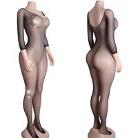 Combinaison en résille avec strass, collants de danse, tenue de scène, lingerie de club, string, tenue de strip-teaseuse, vêtements de nuit sexy