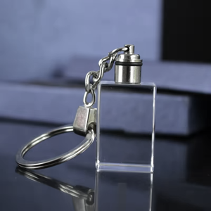 <strong>Cheap</strong> Wholesale clear Blank Blank <strong>Crystal</strong> K9 square <strong>Crystal</strong> Keychain Gift Packing Glass Handmade Keyring for Laser Engraving - Product Image 1
