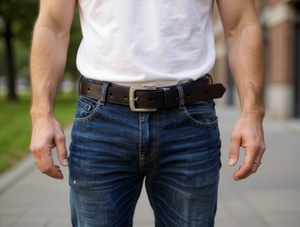 Cintura da Uomo in Pelle 4.0 Cm con Fibbia in Lega Stile Casual - Product Image 2