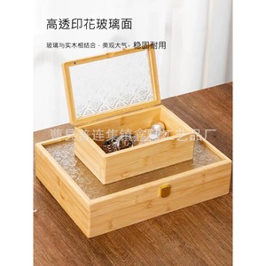 กล่องเก็บของไม้ไผ่ 45 ลิตร ฝาใส สำหรับจัดระเบียบเครื่องประดับบนโต๊ะ - Product Image 2