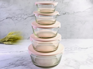 Microondas grande resistente al calor, color rosa, juego plano con tapa de pp, 5 uds. - Product Image 4