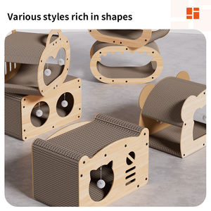 CATSOUL mainan papan goresan kucing kayu alami, jaminan kualitas terjamin ganda rumah kucing bergelombang multifungsi - Product Image 6