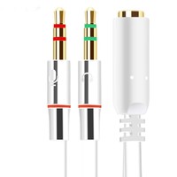 Adaptador divisor de auriculares macho-hembra de 3,5 mm con micrófono |   Cable de Audio con Revestimiento de PVC para Auto/MP3 |   20cm Negro/Blanco/Rojo
