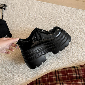 WETKISS Chaussures plateforme gothiques en cuir noir pour femme, style punk à clous, Oxford robustes, Y2K Lolita Creepers, escarpins plateforme pour femme - Product Image 2