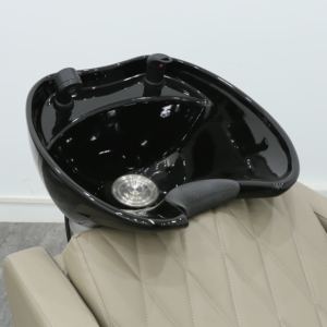 Friseurstuhl im japanischen Stil aus schwarzem PU-Leder mit weißem Waschbecken, <span class=keywords><strong>Massage</strong></span>- und Haarwaschstuhl für Friseursalons - Product Image 5