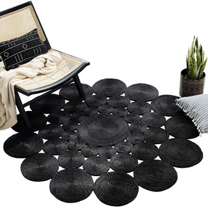 Tapis en jute tressé rectangulaire moderne de luxe, fait main, motif géométrique, antidérapant, écologique, imperméable, revêtement de sol direct - Product Image 1