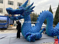 Dragon gonflable bleu géant Décoration corps long Modèle de dragon chinois Cartoon gonflable