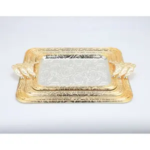 Trang Trí Bàn Cà Phê Trang Trí Nội Thất Khay, Thanh Kim Loại Phục Vụ Khay, Vàng Bạc Thổ Nhĩ Kỳ Trà Cà Phê Phục Vụ Khay Xử Lý - Product Image 1