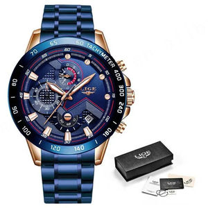 LIGE 9982 nuevos relojes de moda para hombre, reloj deportivo de silicona de lujo para hombre, reloj de pulsera resistente al agua de cuarzo, reloj cronógrafo para hombre - Product Image 1