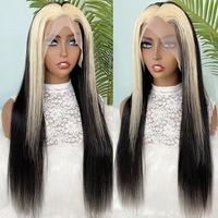 Pelucas de Cabello Humano Remy Virgen 100% de Alta Calidad, Peluca Frontal de Encaje 13*4, 10-26 Pulgadas, 1B/613, Larga y Lisa, Doble Trama a Máquina para Mujeres Negras