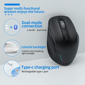 Multi-Device Wireless <b>Mouse</b> Right-Handed Ergonomic RGB Backlit Silent Clicking Rechargeable <b>mouse</b> for Computer - Product Image 3