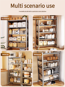 Giá để đồ bằng thép xếp chồng nhiều tầng có bánh xe, dùng cho nhà bếp, phòng tắm, ban công, kho - Giá sách xoay 5 tầng - Product Image 2