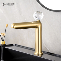 Robinet Mitigeur Monocommande de Luxe en Acier Inoxydable SUS304, Doré Brossé, pour Lavabo de Salle de Bain