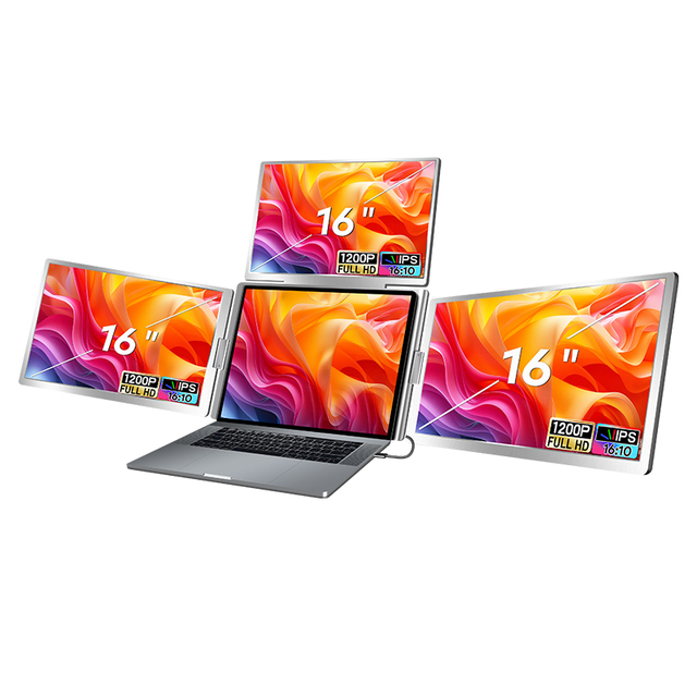 New Hot Sale 16" Quad Monitor 1920x1200p HDR LCD IPS Screen FHD Fold Stand Windows MacBookGame Laptop Extended Screen Business