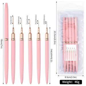 Ensemble de 5 pinceaux à ongles en nylon 4/8/12/20/25 mm, kits de pinceaux à ongles en gel UV, pinceaux à ongles pour la peinture de lignes françaises, <span class=keywords><strong>stylo</strong></span> à fleurs, outils de <span class=keywords><strong>manucure</strong></span> - Product Image 1