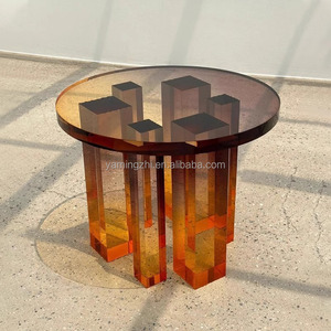 Salon personnalisé en usine <span class=keywords><strong>Table</strong></span> basse en acrylique de couleur dégradée Villa au design moderne Petite <span class=keywords><strong>table</strong></span> ronde en acrylique - Product Image 3