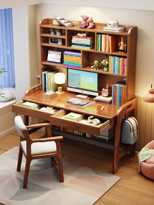 Escritorio Infantil con Estantería Integrada, Altura Ajustable, Madera Sólida, Moderno, para Estudiantes de Primaria y Secundaria, Uso en Sala de Estar - Product Image 3