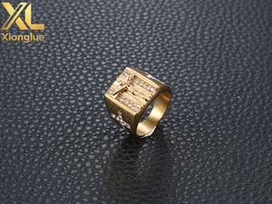 Anillo Religioso de Cruz de Jesús para Hombre, Chapado en Oro de 18K, Acero Inoxidable - Product Image 4
